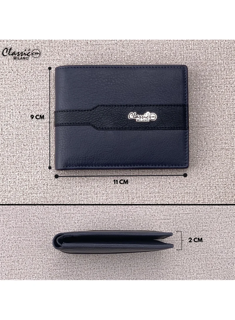 Classic Milano Blue Black (CNH-10) Classic Milano Genuine Leather Wallet for Men – Slim Bifold Men’s Wallet with RFID Blocking, Multiple Card Slots – Stylish Mens Purse Wallets Gift for Husband, Father for Men | Best Price UAE