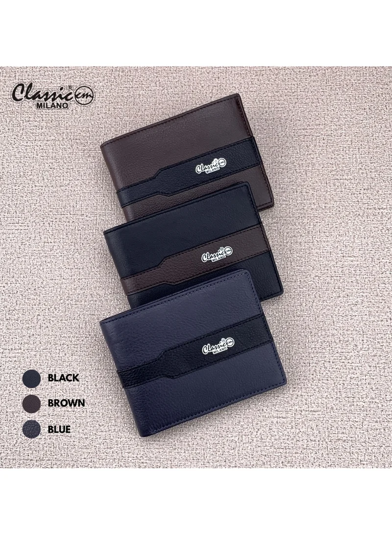 Classic Milano Blue Black (CNH-10) Classic Milano Genuine Leather Wallet for Men – Slim Bifold Men’s Wallet with RFID Blocking, Multiple Card Slots – Stylish Mens Purse Wallets Gift for Husband, Father for Men | Best Price UAE