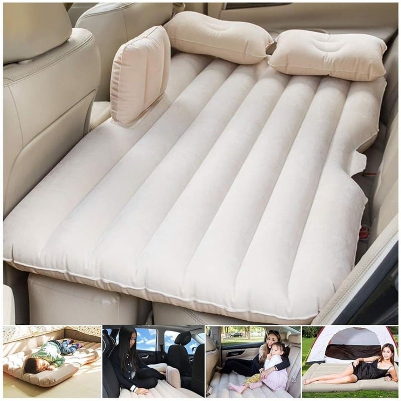 Car Air Mattress Bed Inflatable with 2 Air Pillows for For Outdoor Camping Travel Beige/1* Piers - Image 1