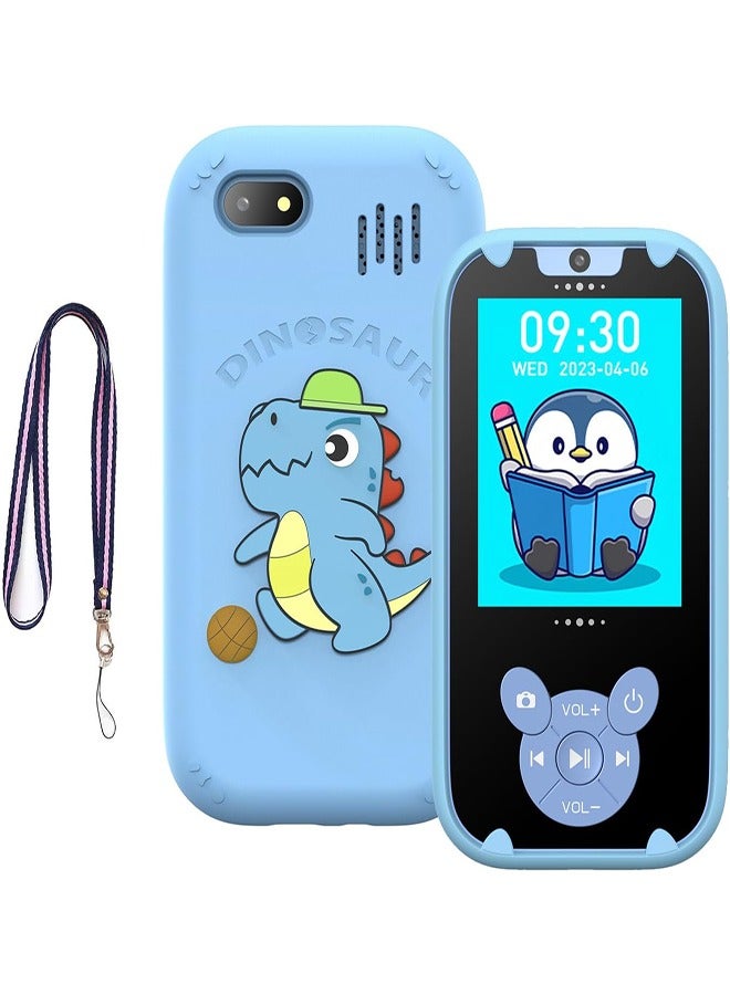 DMG TECH Kids' Phone Toy Touch Screen Kids' Smartphone MP3 Puzzle Learning Toy with 8G SD Card (Blue) - Image 1