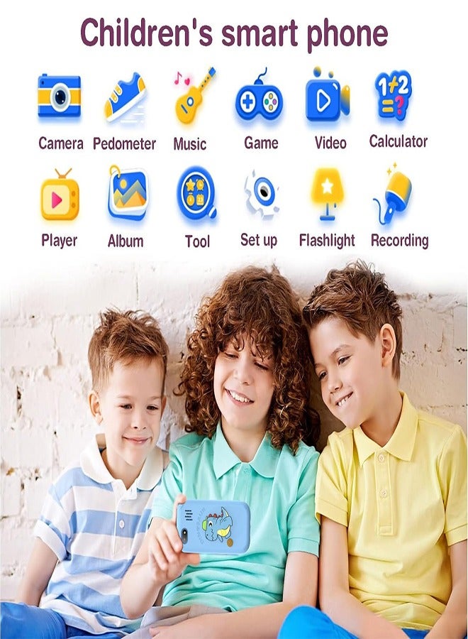 DMG TECH Kids' Phone Toy Touch Screen Kids' Smartphone MP3 Puzzle Learning Toy with 8G SD Card (Blue) - Image 2