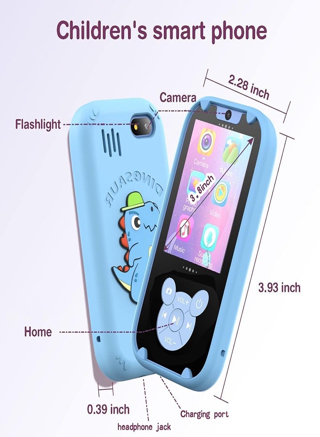 DMG TECH Kids' Phone Toy Touch Screen Kids' Smartphone MP3 Puzzle Learning Toy with 8G SD Card (Blue) - Image 5