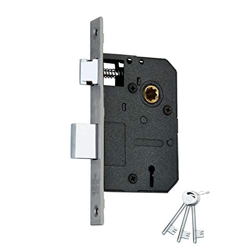 Duke Mortise Lock Set 2 Tone Black Silver Rust Proof and Corrosion Proof Finish with 2 Handles 175mm Brass Mortise Lock3 CP Finish Keys Screws Spindle for Main Doors Rooms Mortise Set 612 - Image 4
