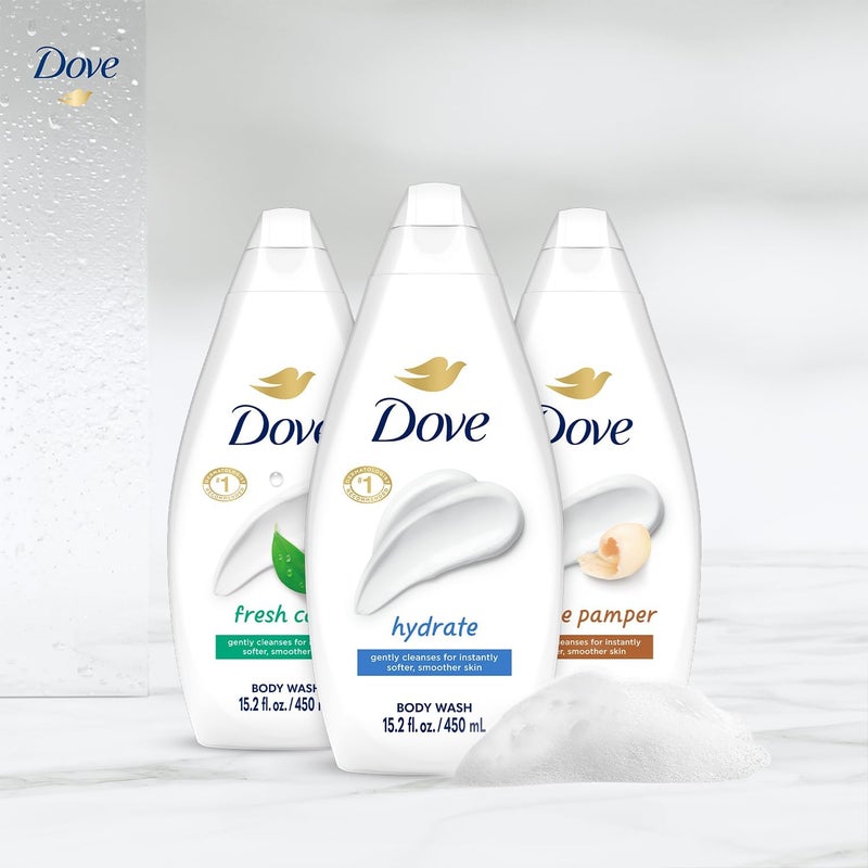 Dove Body Wash Variety 3-Pack â€“ Hydrate, Fresh Care, and Gentle Pamper, 15.22 Oz Ea - Image 4