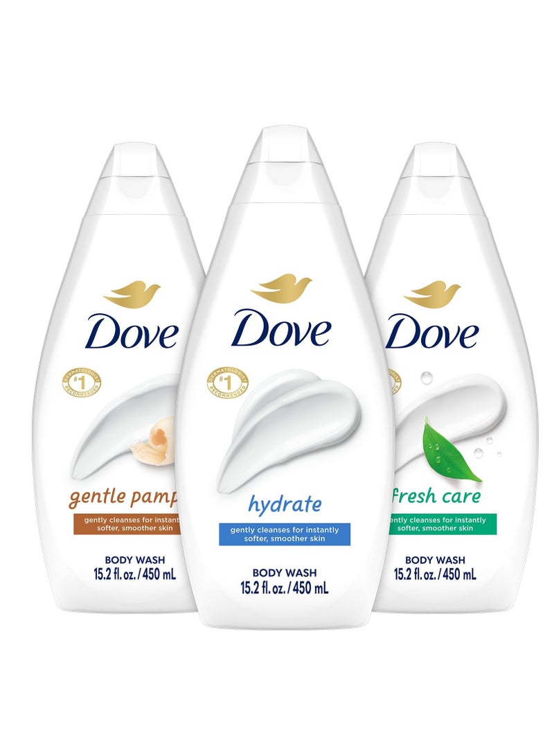 Dove Dove Body Wash Variety 3-Pack – Hydrate, Fresh Care, and Gentle Pamper, 15.22 Oz Ea - Image 1