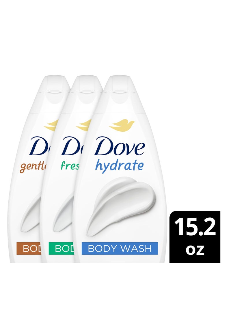 Dove Dove Body Wash Variety 3-Pack – Hydrate, Fresh Care, and Gentle Pamper, 15.22 Oz Ea - Image 2