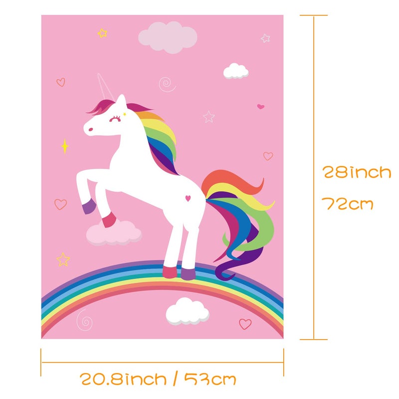 FEPITO Birthday Party Game for Kids Pin The Horn on Unicorn-Game Poster with 24 Horn Stickers Pin The Tail Game for Girl Unicorn-Birthday Favors Supplies Wall Home Room Decorations - Image 2