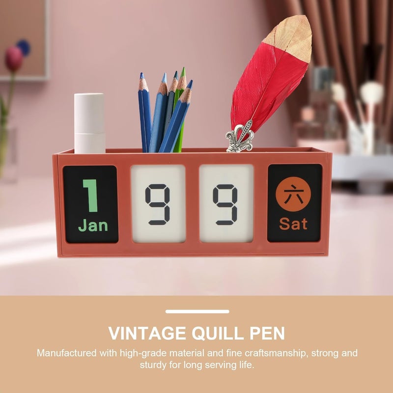 PRETYZOOM Vintage Quill Writing Set with Carved Nib Holder, Burgundy Metal Nib, Retro Calligraphy for Writing, Practice, and Business Use - Image 5