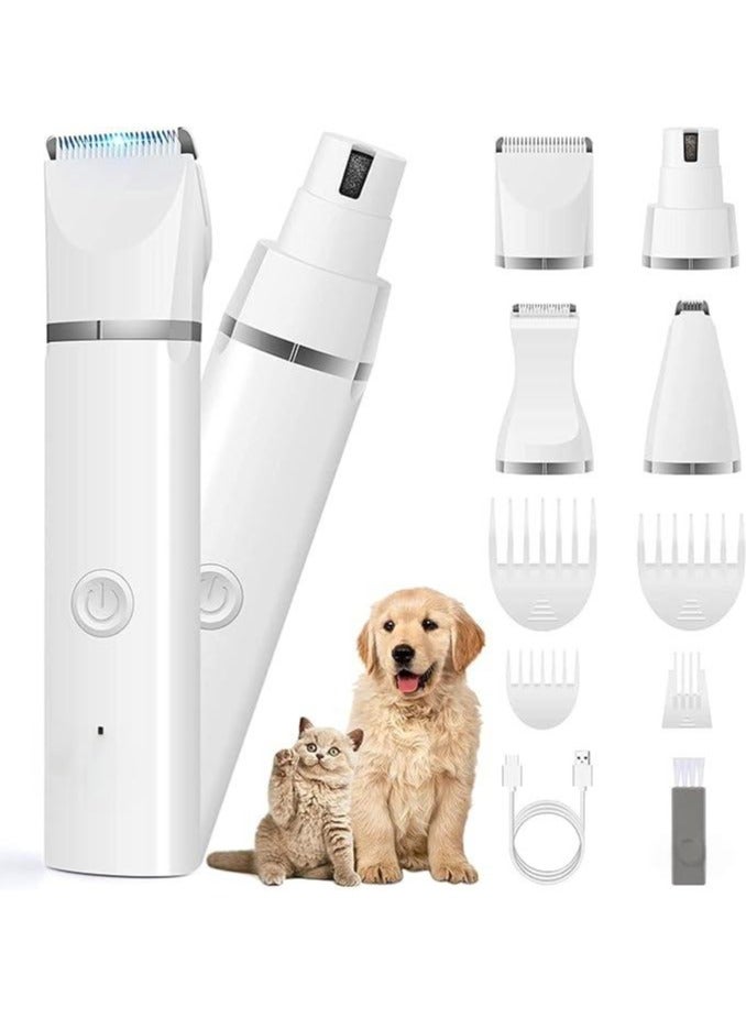 4-in-1 Professional Pet Grooming Kit, Rechargeable Pet Hair Trimmer, Multi-Cutter, Electric Hair Clipper for Cats and Dogs with Four Comb Attachments - Image 1
