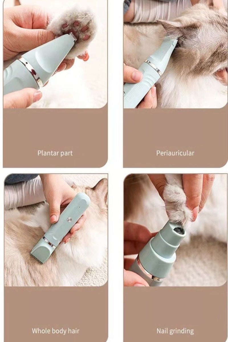 4-in-1 Professional Pet Grooming Kit, Rechargeable Pet Hair Trimmer, Multi-Cutter, Electric Hair Clipper for Cats and Dogs with Four Comb Attachments - Image 4