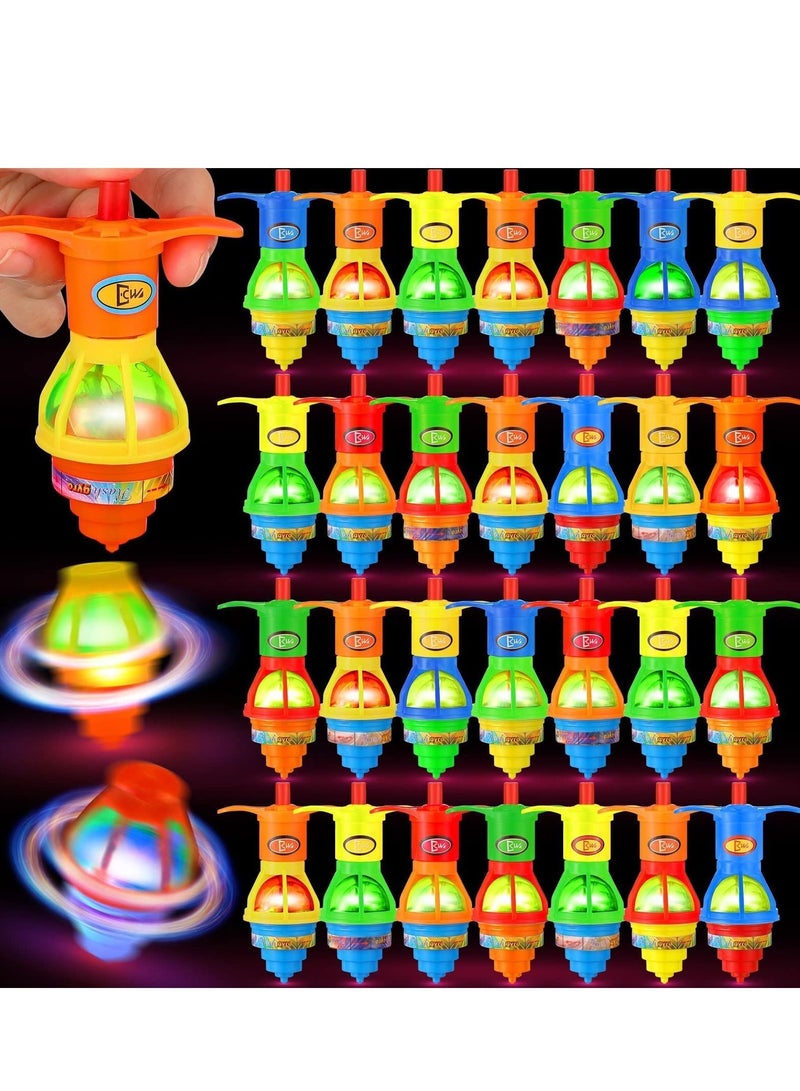 NIBEMINENT 24 Packs Bulk LED Light Up Spinner Tops Launcher with Gyroscope Motion Colorful Flashing Toys Novelty Party Favor Goodie Bag Fillers Gifts Stuffers for Birthday Favors  - Image 1