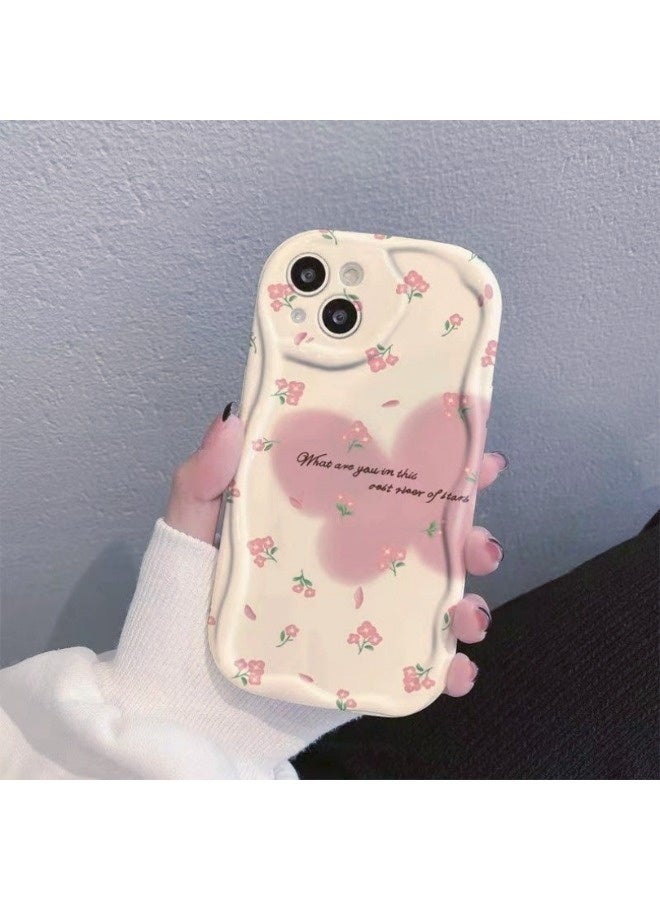 شيبشيب غطاء هاتف بتصميم كريم عتيق لأيفون 14، إطار متموج ناعم من TPU، غطاء هاتف جمالي مزين بنمط الفراشات والزهور - Image 4