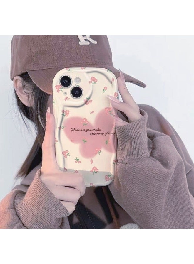 شيبشيب غطاء هاتف بتصميم كريم عتيق لأيفون 14، إطار متموج ناعم من TPU، غطاء هاتف جمالي مزين بنمط الفراشات والزهور - Image 5