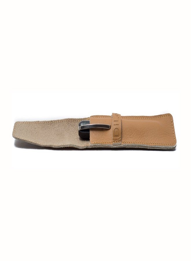 DiLoro Soft Full Grain Leather Pencil Fountain Pen Holder Case Pouch Light Tan - Image 2