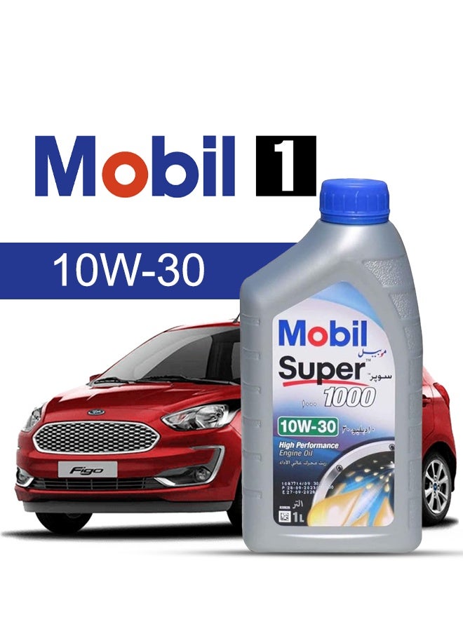 موبيل زيت محرك سيارة فورد، فيجو 2024 - 2015 - لزوجة 10w30 موبيل سوبر 4 لتر، مع فلتر زيت المحرك - 2015 2016 2017 2018 2019 2020 2021 2022 2023 2024