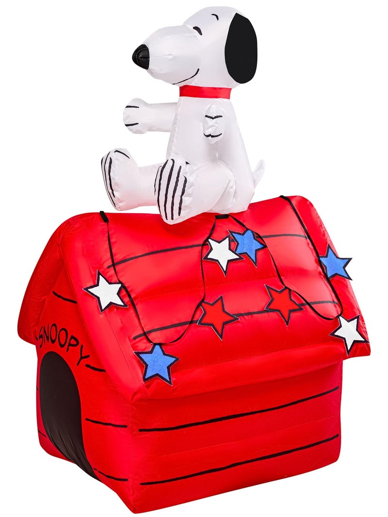 Rubies Peanuts: Snoopy on Doghouse Multi Holiday Lawn Inflatable by Rubies, 3.5 feet - Image 1