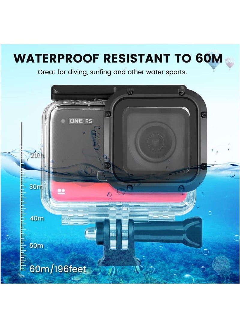 Transparent Waterproof Case Dive Case Compatible with Insta360 ONE RS 4K Edition Action Camera / Waterproof Housing Underwater Diving Shell 60M/196FT w/Thumbscrew Accessory  - Image 5