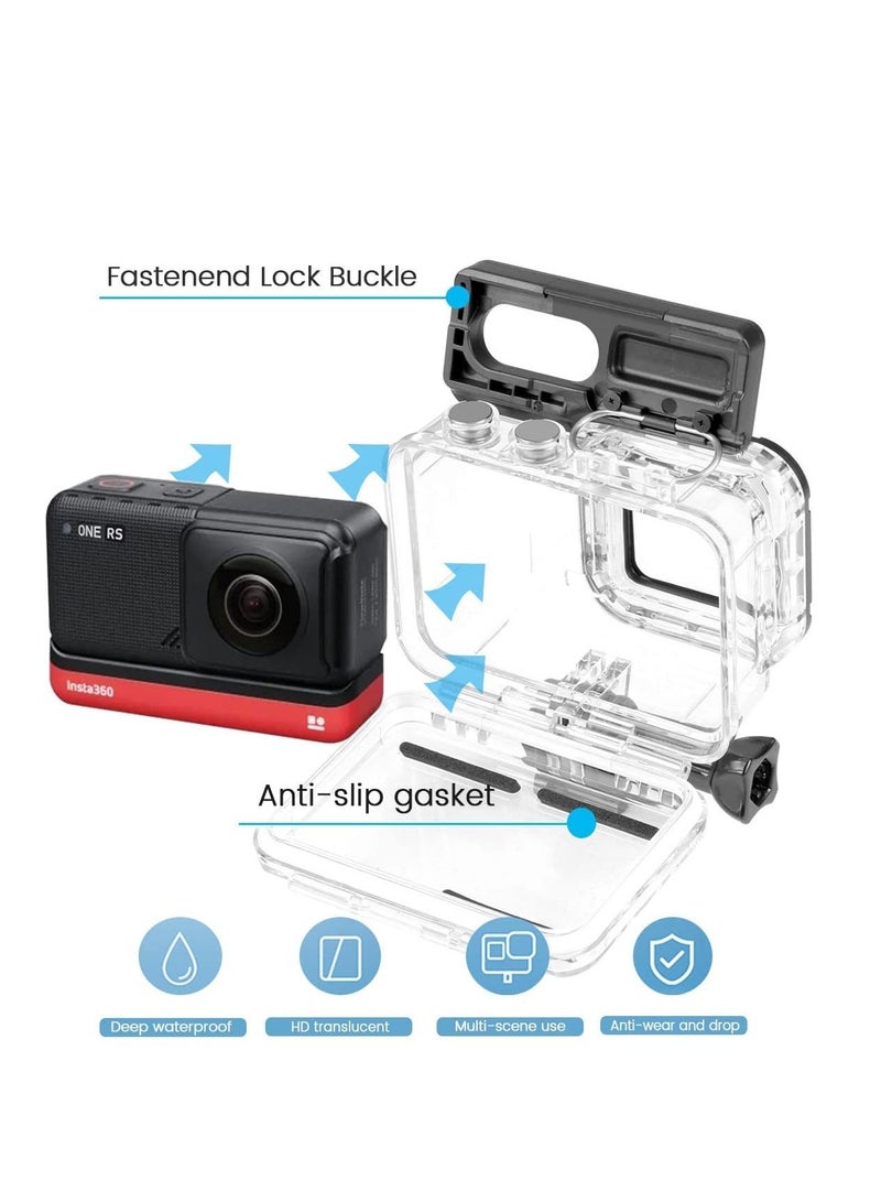 Transparent Waterproof Case Dive Case Compatible with Insta360 ONE RS 4K Edition Action Camera / Waterproof Housing Underwater Diving Shell 60M/196FT w/Thumbscrew Accessory  - Image 3