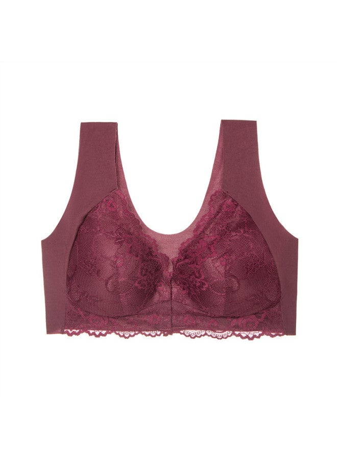 European And American New Front Open Buckle Seamless Bra Push-up Large Size Thin Adjustable Bra Lace Women's Underwear