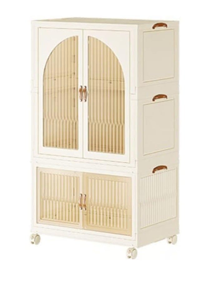 keke 2 Layers Stylish Multi-Functional Storage Cabinet & Children's Wardrobe include 10 piece Cloth Hanger  - Image 1