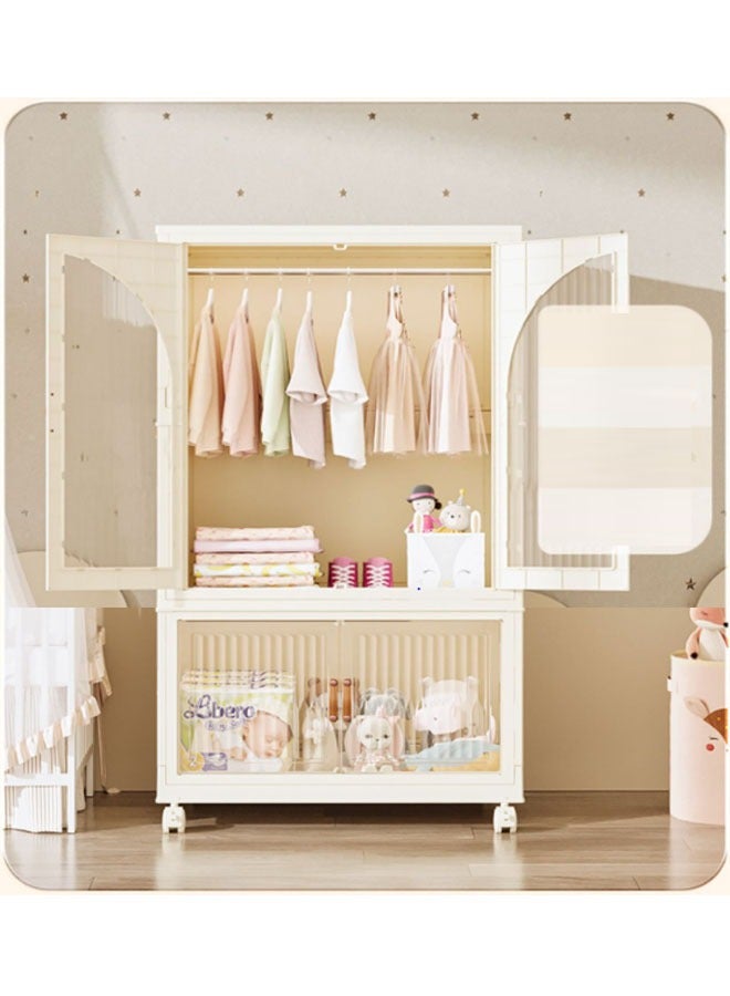 keke 2 Layers Stylish Multi-Functional Storage Cabinet & Children's Wardrobe include 10 piece Cloth Hanger  - Image 5