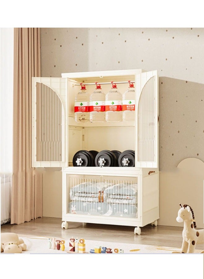 keke 2 Layers Stylish Multi-Functional Storage Cabinet & Children's Wardrobe include 10 piece Cloth Hanger  - Image 4
