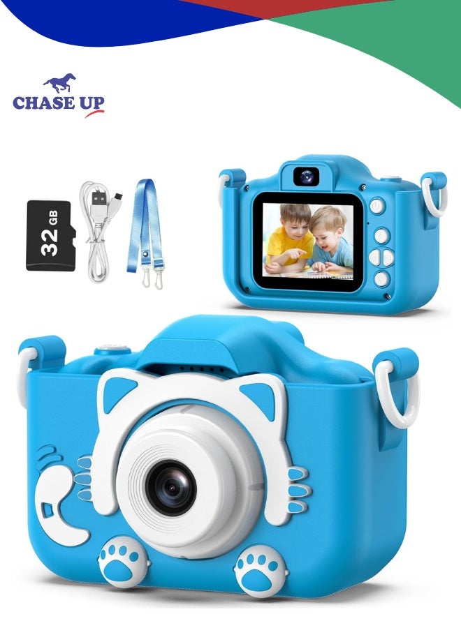 Chase Up Kids Camera Toys for 3-8 Year Old Boys,Children Digital Video Camcorder Camera with Cartoon Soft Silicone Cover, Best Chritmas Birthday Festival Gift for Kids - 32G SD Card Included - Image 1