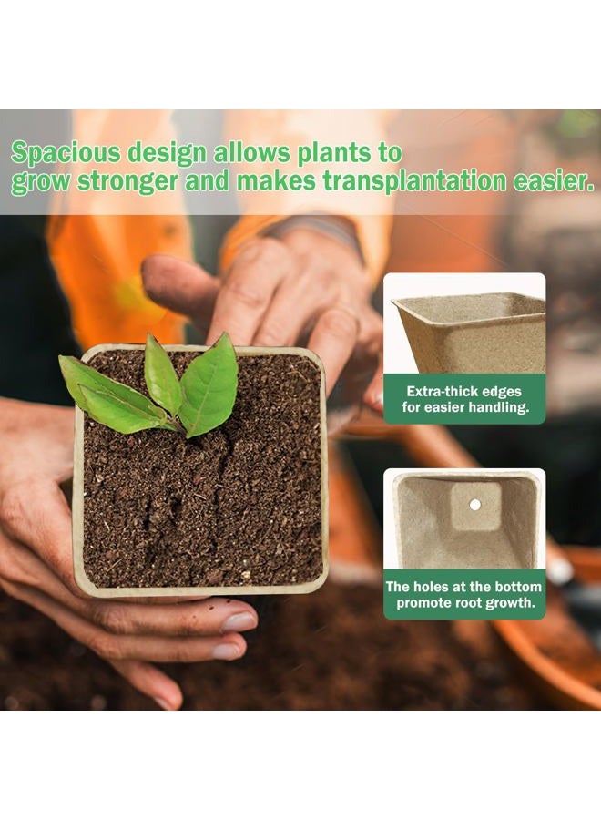 Doubleggs 70-Pack 3.15 inch Square Peat Pots for Seedlings with Drainage Holes, Nursery Pots with 100 Labels for Plants - Image 5