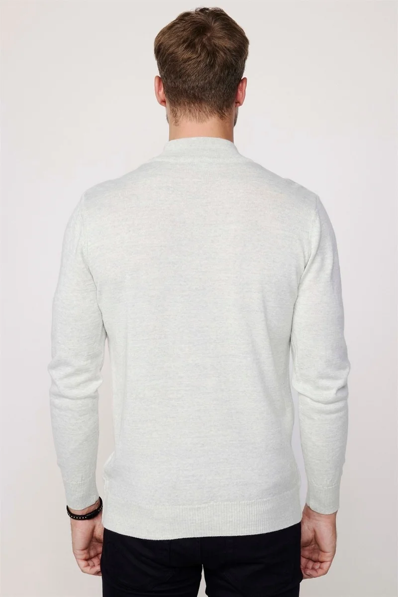 تودورس Slim Fit Half Turtleneck Plain Men's Grey Sweater