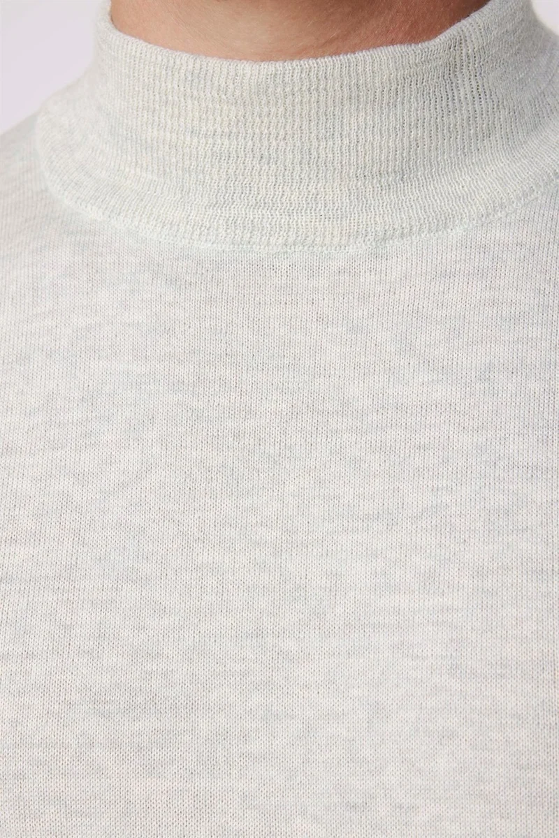 تودورس Slim Fit Half Turtleneck Plain Men's Grey Sweater