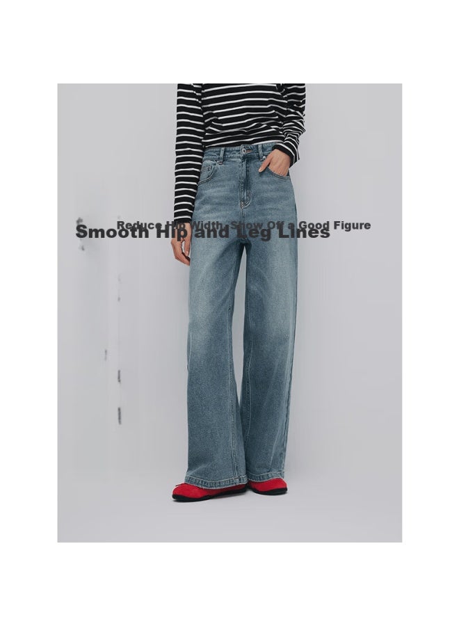 Hotwind Women's Autumn New Wide-leg Straight Casual Comfortable Jeans