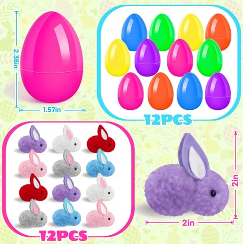 Voiiake Easter Egg Fillers Basket Stuffer Essentials for Teens Kids 12Pack Prefilled Easter Eggs Plush Bunny Toys Treasure Box Toys for Classroom Boys Girls Egg Hunt Party Supplies Carnival Prizes - Image 5