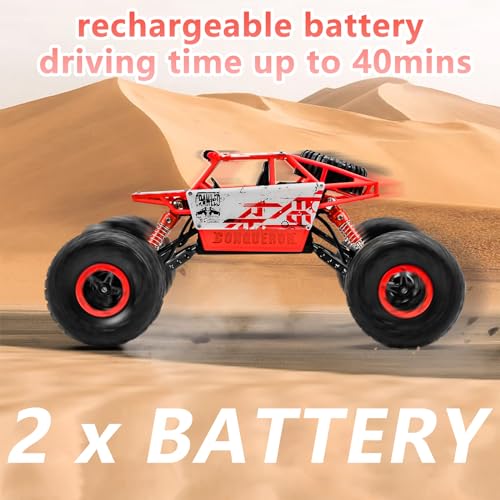 Cheerwing 118 Rock Crawler 24Ghz Remote Control Car 4WD Off Road RC Monster Truck 2 BatteryRed - Image 5