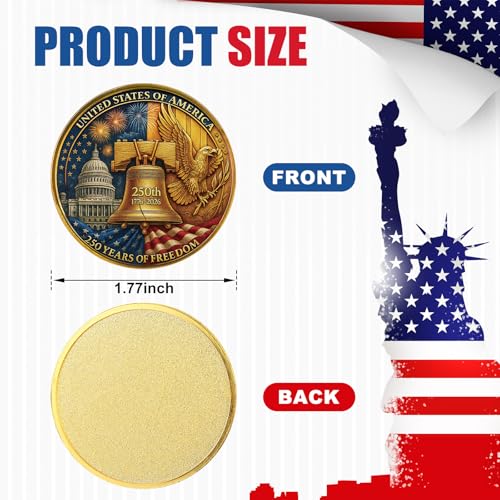 Highergo 250th Anniversary Commemorative Coins USA Eagle and Patriotic Symbols Collectible 250 Year Merchandise for Celebration Display Collectors Challenge Coin Gift10 PcsStyle 2 - Image 5
