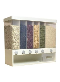 RollsTimi  Wall Mounted Food Dispenser,Whole Grains Rice Bucket Large Capacity 6 Grid Storage Dry Food Dispenser  - Image 1