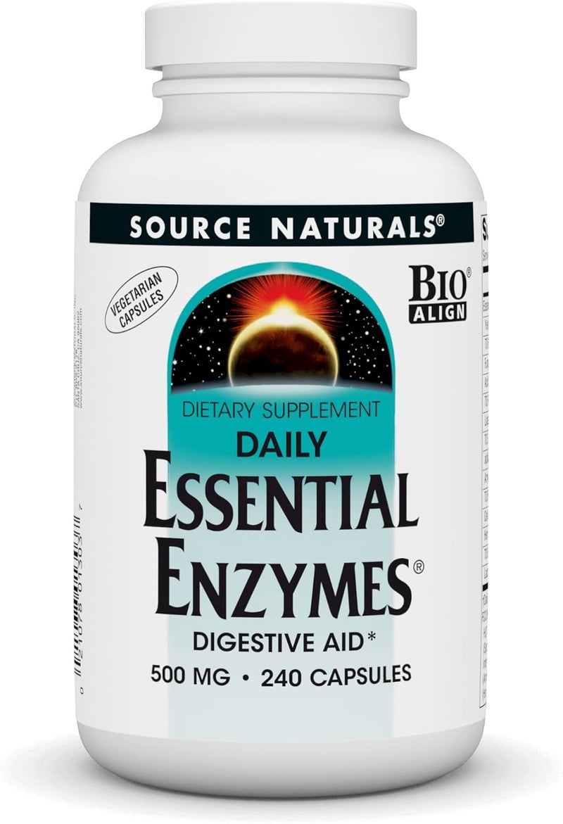 Source Naturals Essential Enzymes in Vegetarian Capsules Digestive Aid 500 Mg  240 Capsules - Image 1