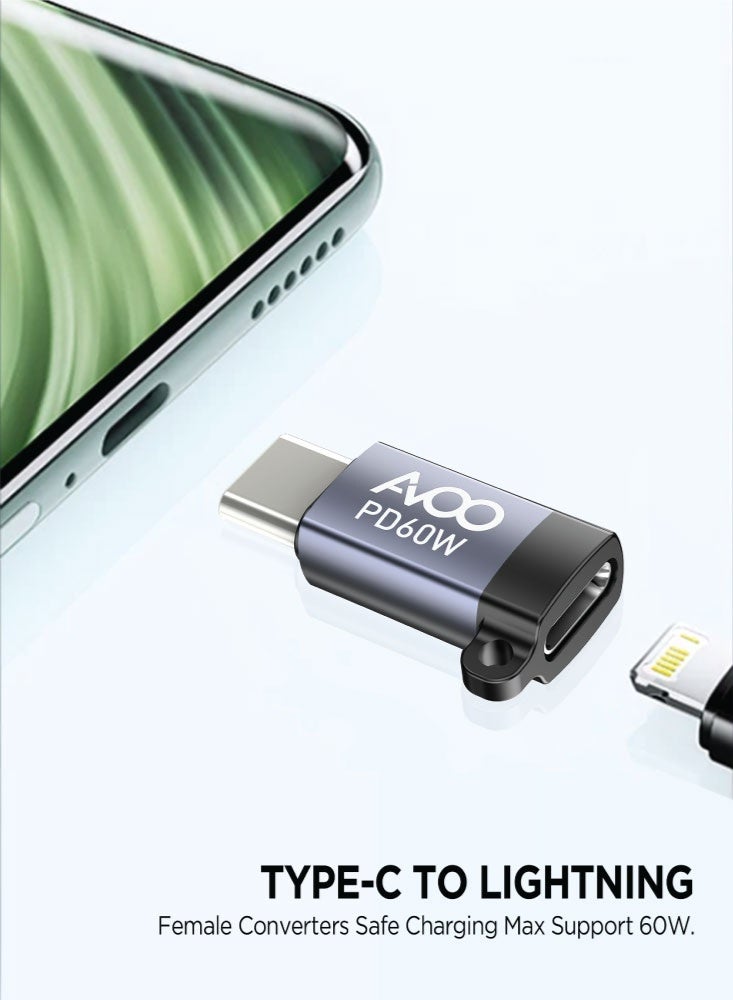 AVOO Type-C to Lightning Adapter – PD 60W Fast Charging, 480Mbps Data Transfer, Durable Metal Design, Compatible with iPhone & iPad - Image 5