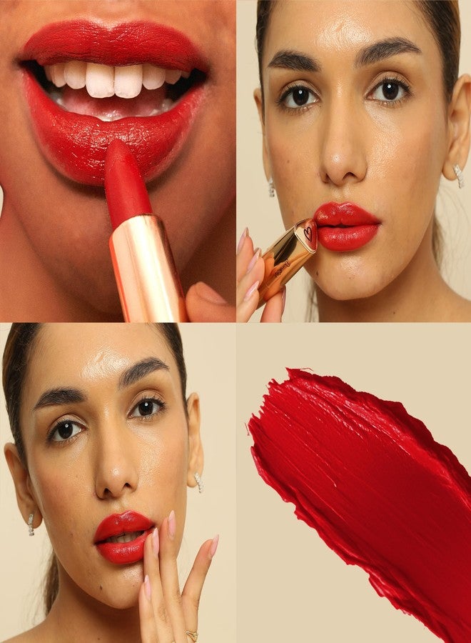 Dunamiss Satin Red Lipstick Glossy Shine- Long-Lasting Lipsticks with Shea Butter & Almond Oil | Waterproof, Smudge-Proof Hydrating Lip-Stick| Creamy Lipstick Red Sheen-DONA-3.8g - Image 2
