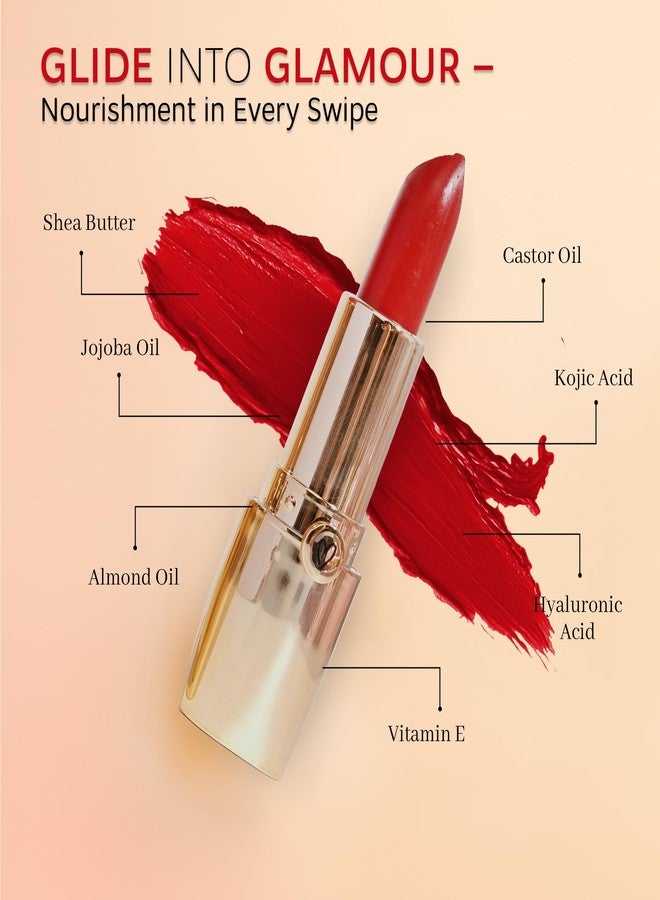 Dunamiss Satin Red Lipstick Glossy Shine- Long-Lasting Lipsticks with Shea Butter & Almond Oil | Waterproof, Smudge-Proof Hydrating Lip-Stick| Creamy Lipstick Red Sheen-DONA-3.8g - Image 3