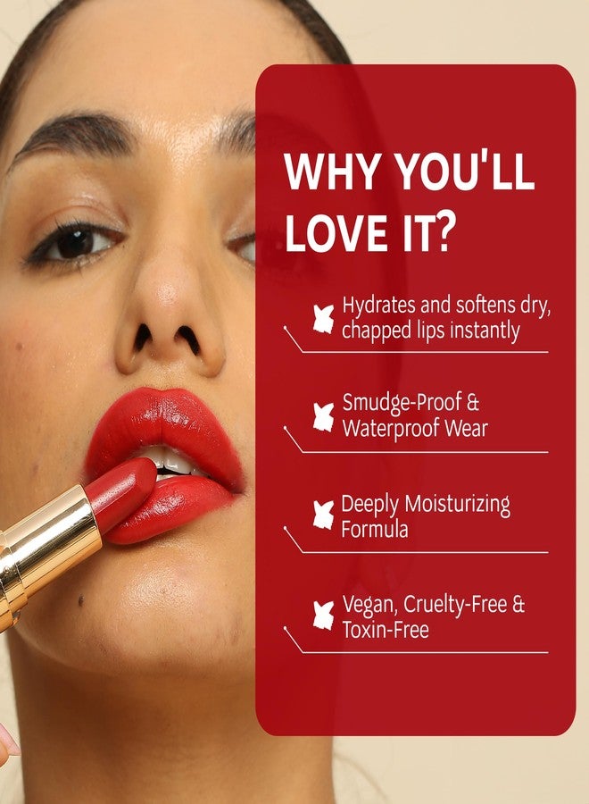 Dunamiss Satin Red Lipstick Glossy Shine- Long-Lasting Lipsticks with Shea Butter & Almond Oil | Waterproof, Smudge-Proof Hydrating Lip-Stick| Creamy Lipstick Red Sheen-DONA-3.8g - Image 5