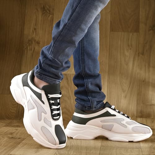 Cruiser Chunky Sneaker for Men | Bold & Trendy Design | Lightweight & Comfortable with Cushioned Insole | Perfect for Streetwear & Casual Outfits_White_8 UK - Image 3