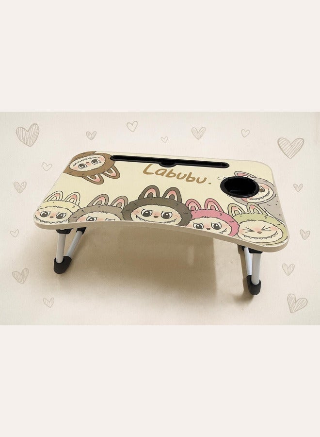 لابوبو طاولة لابتوب قابلة للطي بتصميم لابوبو | طاولة دراسة وكتابة وألعاب خفيفة | طاولة سرير لتناول الطعام | خفيفة الوزن مع حامل كوب وثابتة على جميع الأسطح | مناسبة للأطفال والكبار