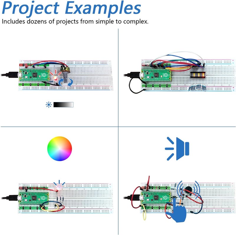 FREENOVE Basic Starter Kit for Raspberry Pi Pico (Included), Dual-core Arm Cortex-M0+ Microcontroller, 386-Page Detailed Tutorial, 142 Items, 55 Projects, Python C Code - Image 4