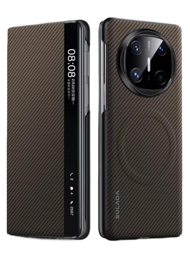 general Carbon Fiber Leather Case Compatible with Huawei Mate X6 Magnetic Flip Smart Phone Case 360 Cover Shell Skin Bumper Armor For Mate X6 - Image 1
