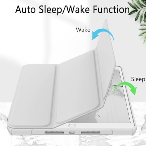 Xkladz Case Compatible with iPad Air 3rd Generation, iPad Pro 10.5 inch 2017 Case with Pencil Holder, Stand Clear Back Cover for Air 3rd Gen 10.5" 2019, Auto Sleep/Wake, Grey White - Image 5