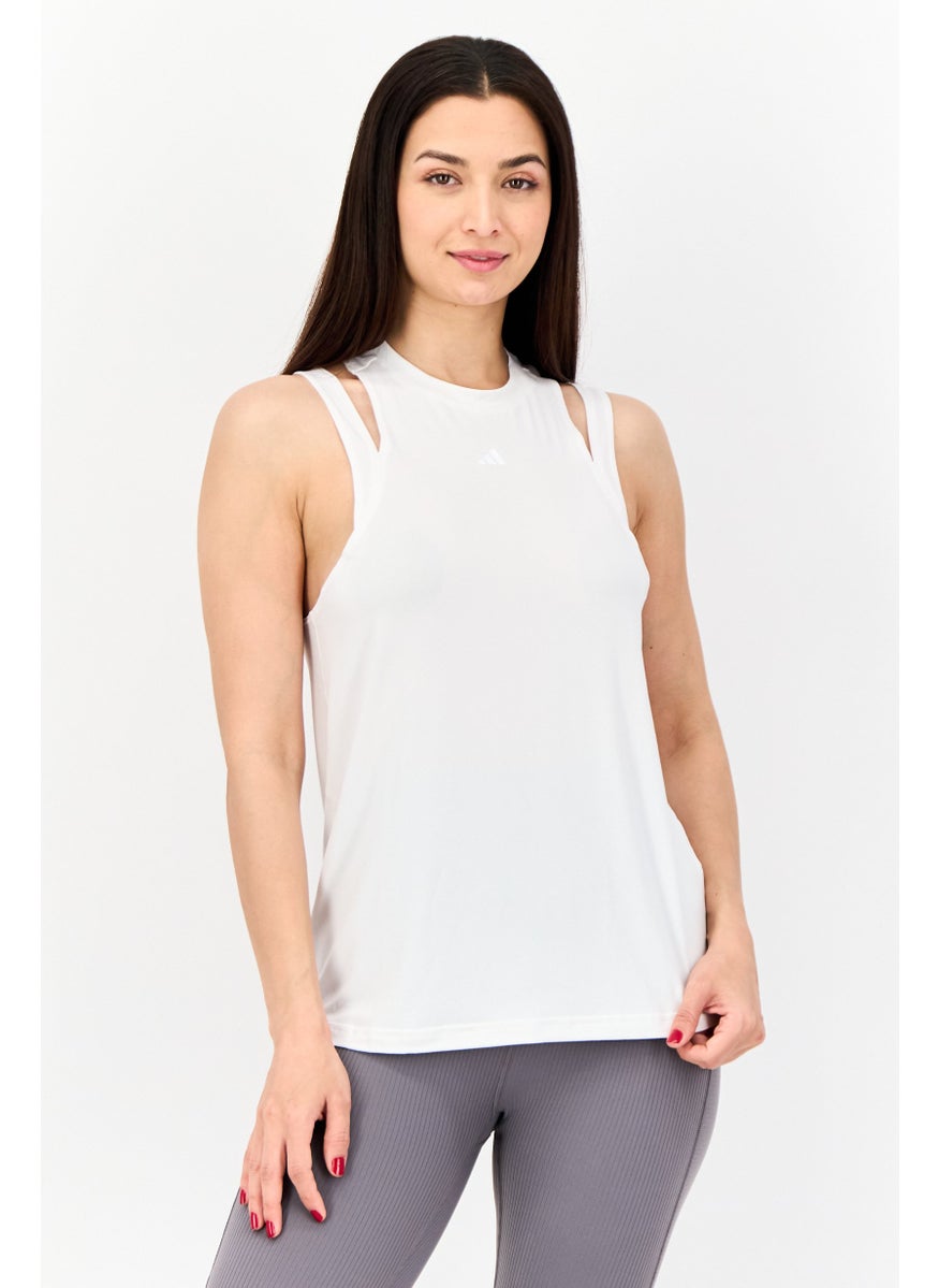 Adidas - Women Sportswear Fit Sleeveless Training Top, White - Image 1