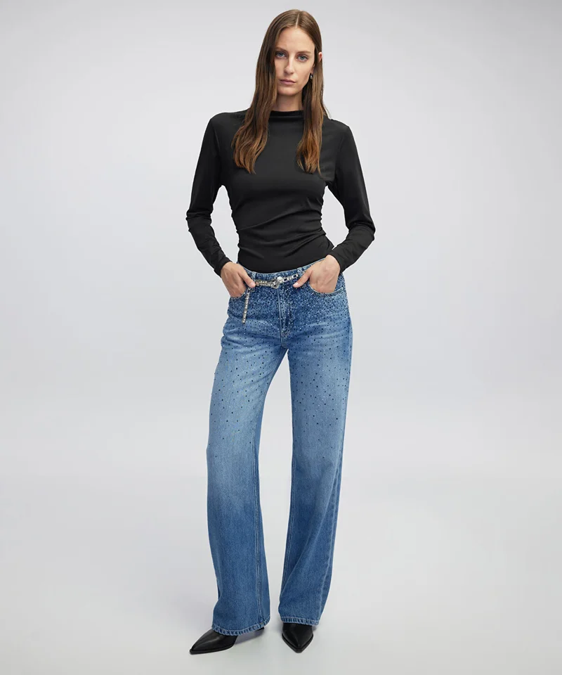 ابيكول Rhinestone Embellished Jeans