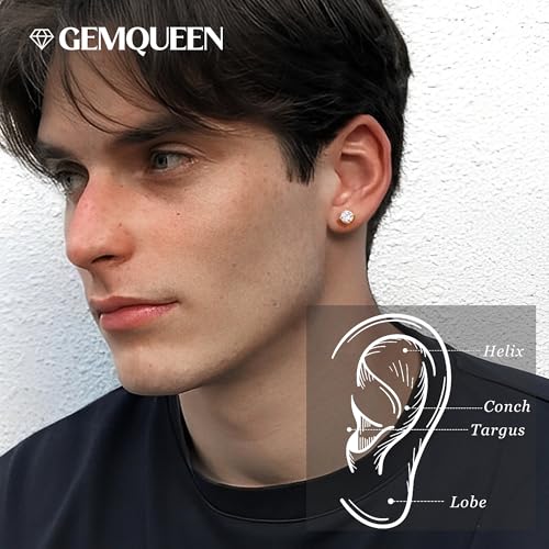 GEMQUEEN Moissanite Earrings 14K Gold Plated 925 Sterling Silver Flat Back Earring for Women Men - Cartilage Helix Piercing Jewelry Big Stud 2CT D Color Lab Created Hypoallergenic - Image 5