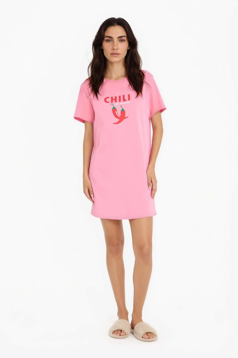 ديفاكتو Fall in Love Regular Fit Crew Neck Short Sleeve Dress