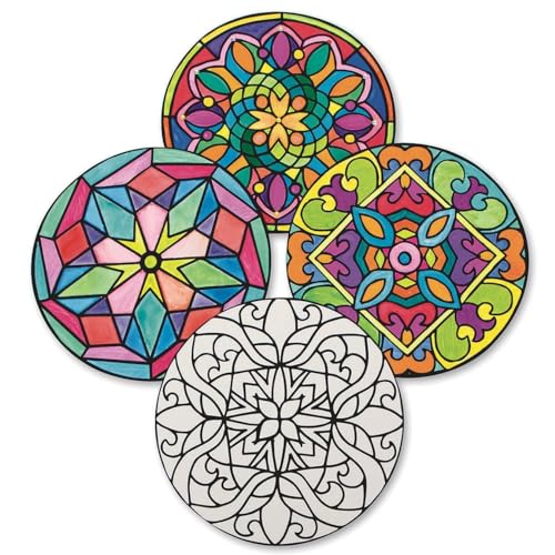 SS Worldwide Velvet Art Mandalas to Color 10 each of 4 Designs Classically Detailed Designs Color with Markers or Colored Pencils 9 Diameter Cardstock Pack of 40